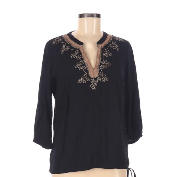 Lucky Brand size medium black 3/4 sleeve top - Picture 1 of 3